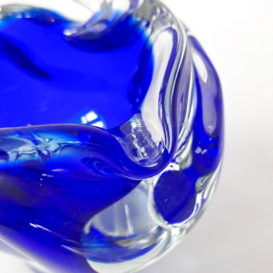 Image 1 of SUPERB VINTAGE 1960s MURANO BLUE GLASS ASHTRAY