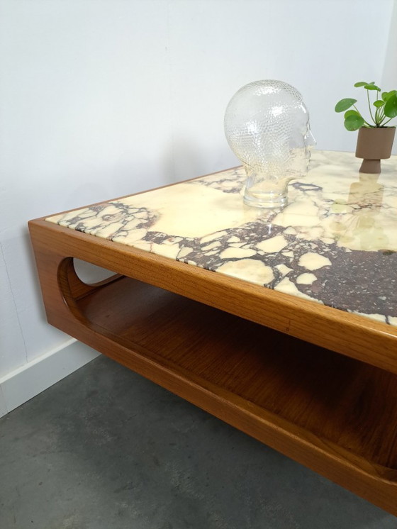 Image 1 of Mesa de centro de teca con gran tapa de mármol