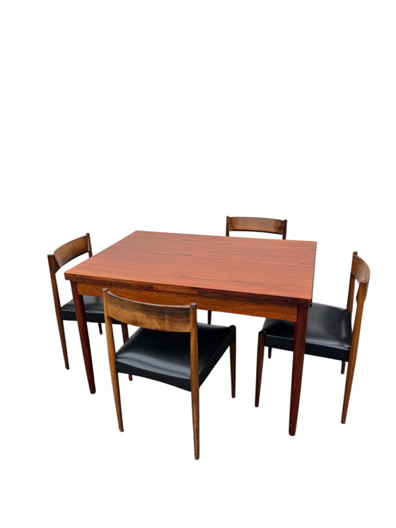 Ensemble de salle à manger complète scandinave vintage en palissandre – Salles à manger complètes, Bois, Skaï (photo 3 of 10)