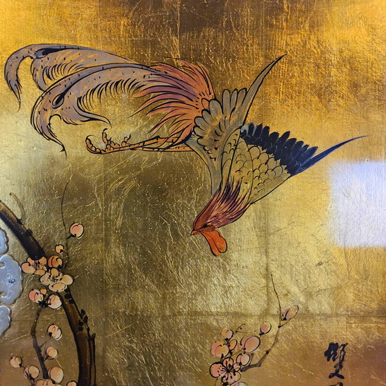 Image 1 of Vintage Chinese kast Bladgoud / Bloemen en Vogels / Bohemian / oosterse/ Aziatische kast 
