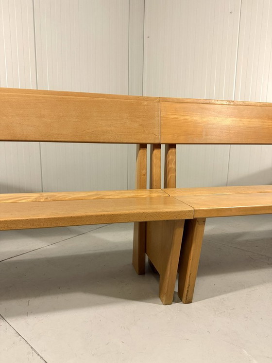 Image 1 of XL Modernist solid beech wood bench 1960s