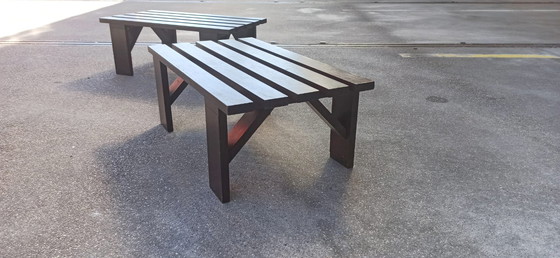 Image 1 of Banc ou table vintage en bois à lattes