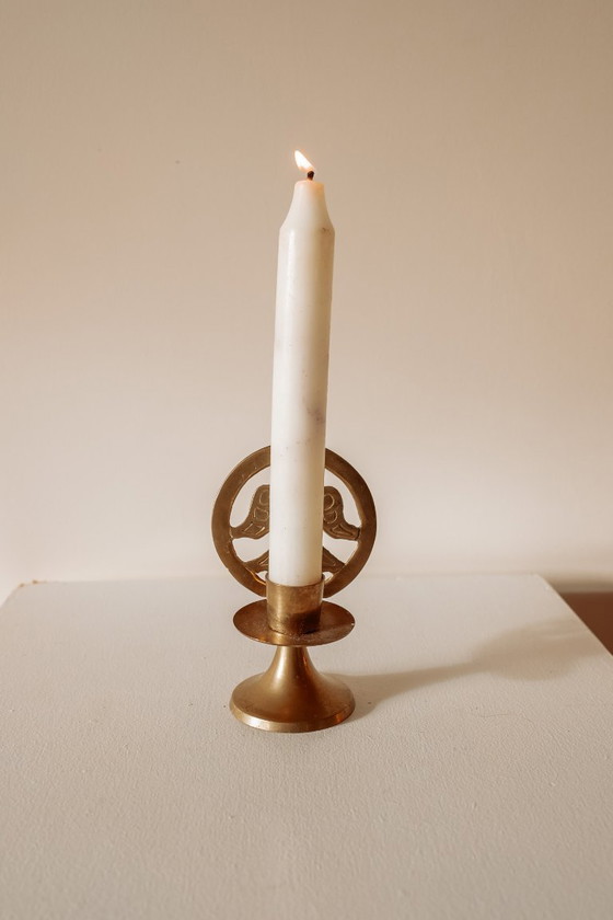 Image 1 of Vintage brass candlestick with angel