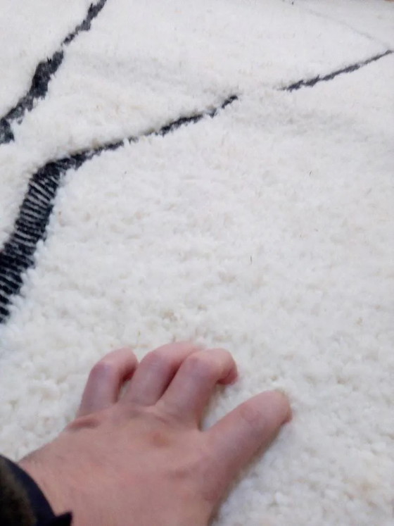 Handwoven Moroccan rug in Beni Ourain style - Long pile - 100% wool - 244 x 179 cm – Rugs & carpets, Cotton (photo 6 of 9)