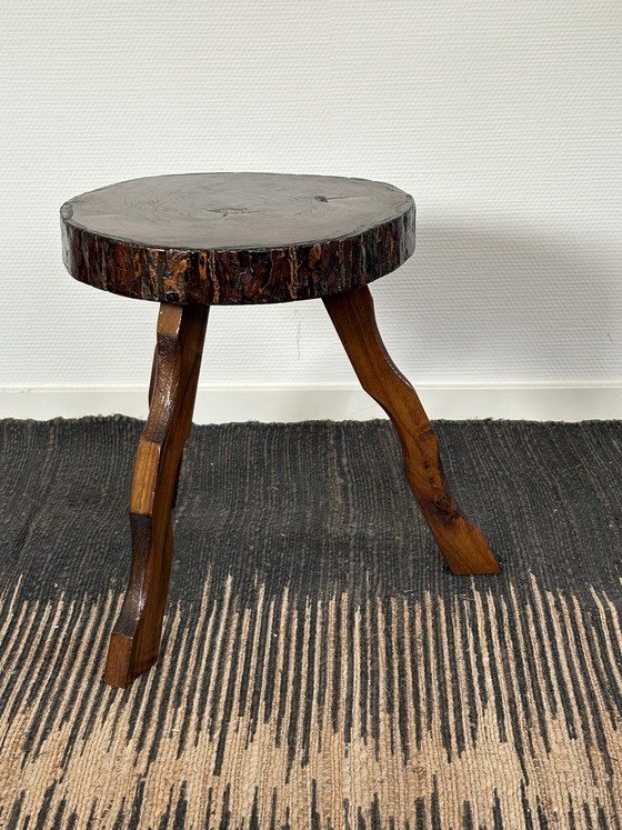 Image 1 of  Vintage gelakt houten tripod krukje made in France h35cm