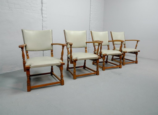 4 fauteuils en chêne Artifort Dutch Design par Theo Ruth pour Artifort, années 1950