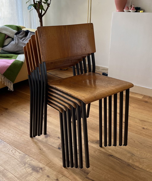 6x MH Stalmobler Mid century stapelstoelen