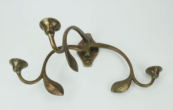 Image 1 of portacandele da parete in bronzo brutalista della metà del secolo scorso con 3 bracci girevoli anni '60-'70