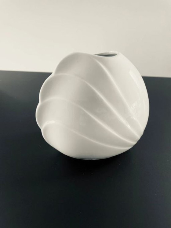 Image 1 of Vintage West German porcelain vase with wave relief