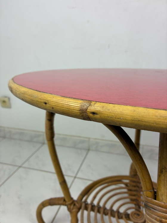 Tavolino vintage boho chic bambù formica, Tavolini, Rosso (foto 11 di 15)