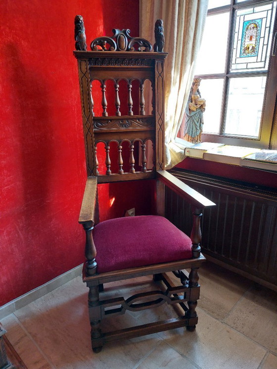 Image 1 of Seggiolone neorinascimentale fiammingo, 2 pezzi