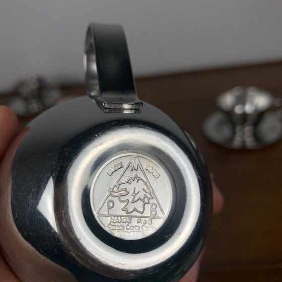 Image 1 of Set di 6 tazzine da caffè italiane vintage in acciaio inossidabile, 1970 (Motta + NPB)