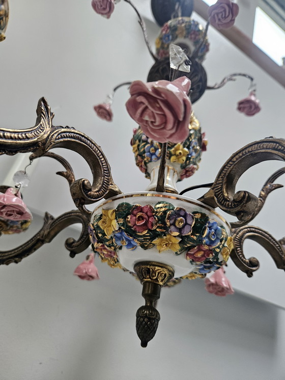 Image 1 of Lámpara de araña italiana Capodimonte