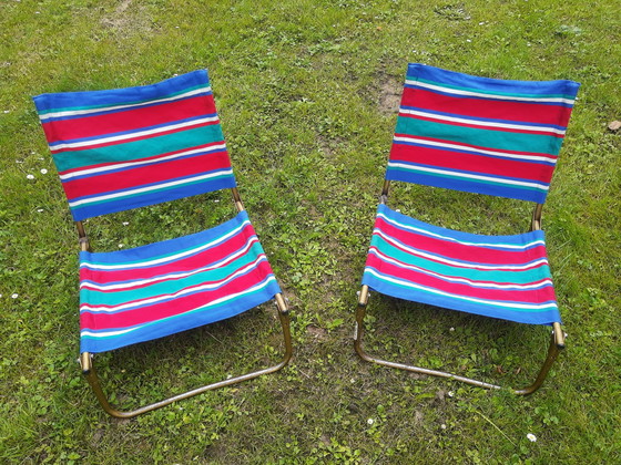 Image 1 of Set aus Lafuma-Campingstühlen aus den 60er-70er Jahren