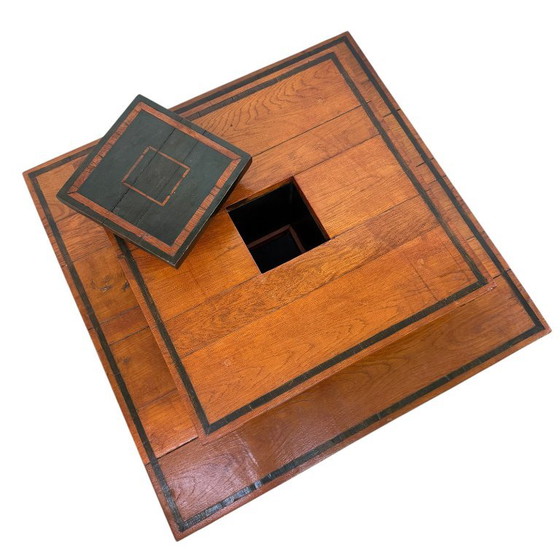 Houten twee-laags bijzettafel, Bruin, Vintage (foto 6 van 6)