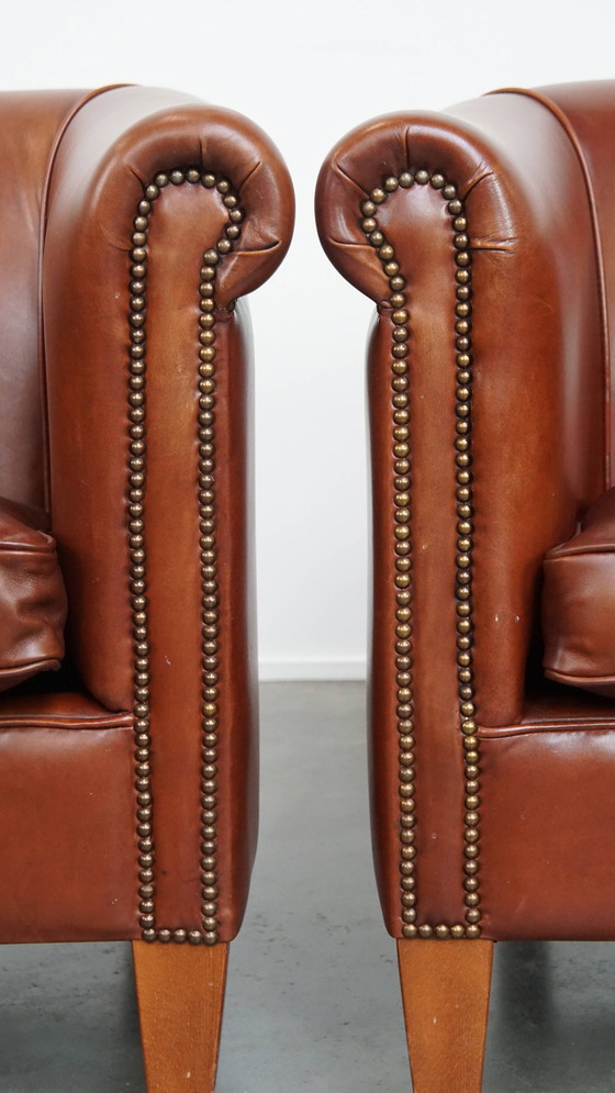 Image 1 of 2 poltrone da club in stile inglese realizzate in pelle di vacchetta