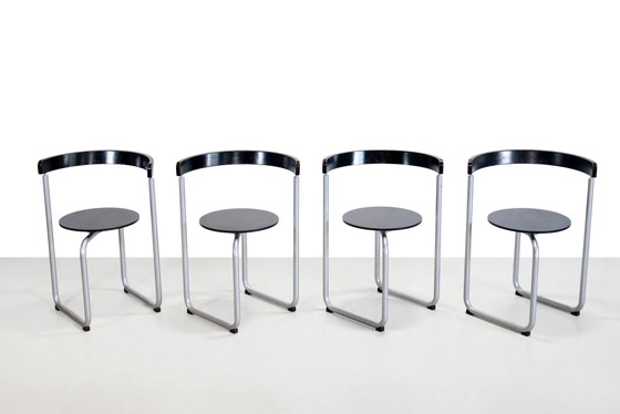 Sculptural Erik Magnussen Parken chairs for Paustian, 1980's – Magnussen (Erik), Dining chairs, polished steel (photo 3 of 7)