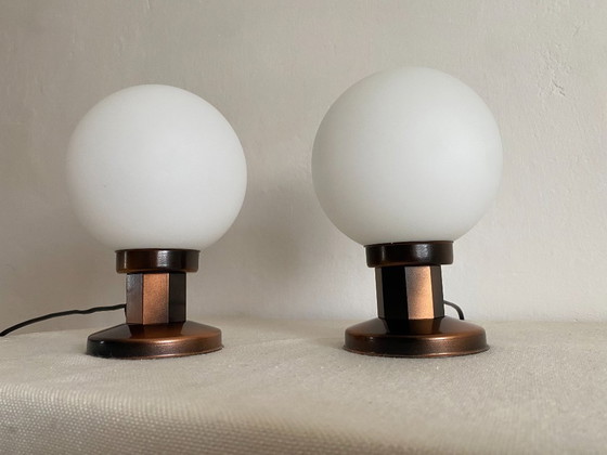 Pair of KAJ Opaline Glass Table Lamps, Slovenia, 1990s – KAJ Dol Pri Hrastniku, Metal (photo 4 of 10)
