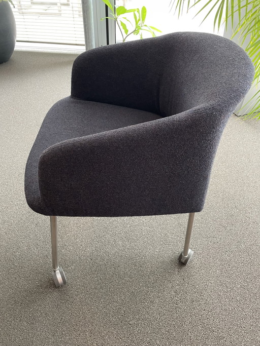 Castelijn Kuipstoelen Met Wieltjes (4 Stuks) Blauw/Grijze Bekleding – eetkamerstoelen, Metal, Textile (photo 2 of 6)