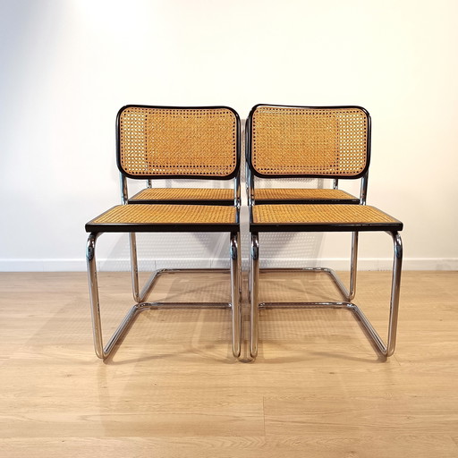 Set of 4 mid century black Cesca chairs by Breuer - Gavina
