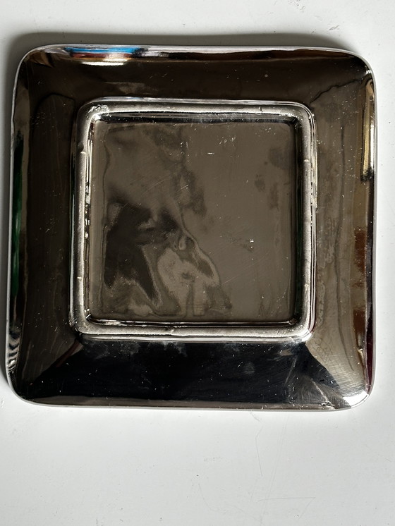 Image 1 of Tasca vuota vintage in ceramica e metallo anni '80 color argento