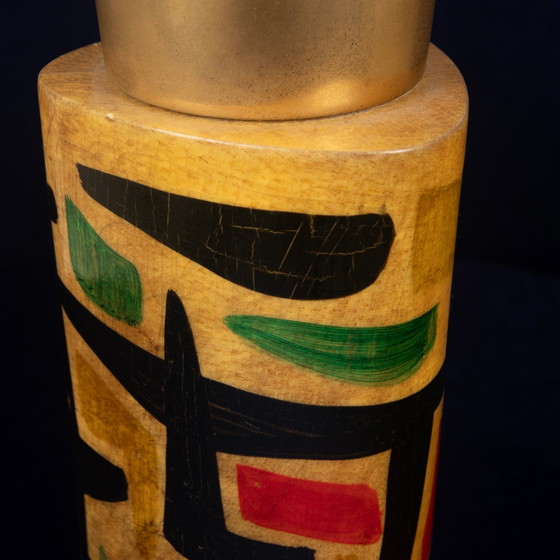 Thermos Aldo Tura Mod. 796D en parchemin à décor abstrait, 1940 – Objets déco, Leather, Abstract (photo 23 of 24)