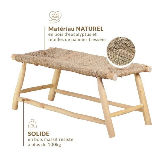 Panca marocchina artigianale in legno e corda 100x40x40cm – Panche (photo 8 of 9)
