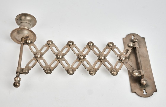 Image 1 of Antieke uitschuifbare vintage wandkaarsenhouder