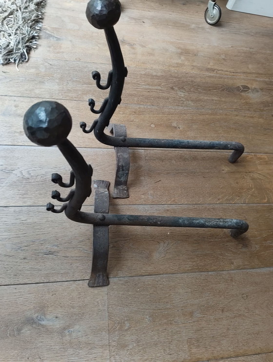 2 Morillos de Chimenea con Soportes para Asador – Objetos decorativos, Hierro (photo 4 of 5)