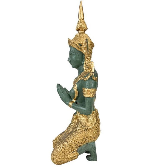 Set Guardiani del Tempio Thai Thepanom – Coppia di Figure Patinate Oro – Sculture (photo 7 of 21)