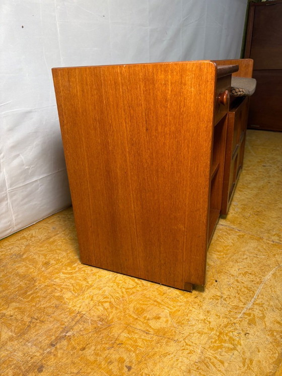 Image 1 of Mid-century retro vintage teak telephone seat by Nathan 1960–1970   Stylish utility|iconic british design|functional storage