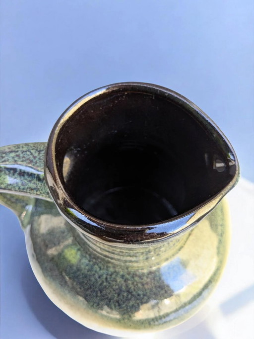 Bay Vintage Mid-Century jug, beige ceramic with green glaze, West Germany style, model no. 631-20
