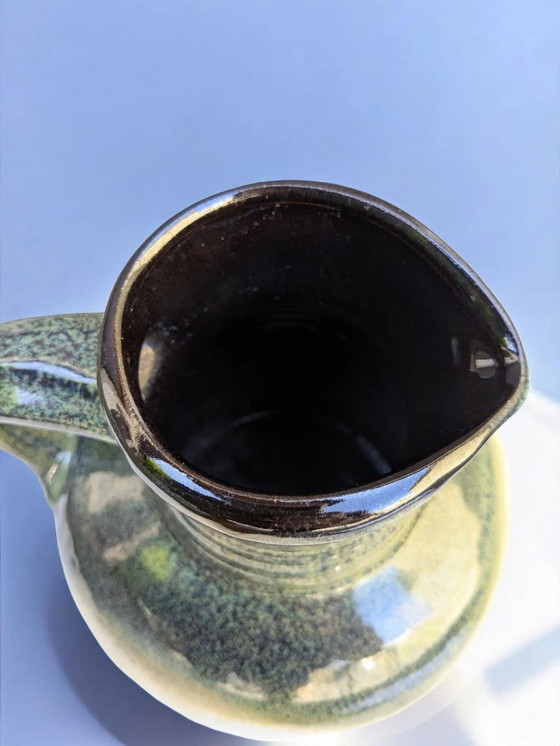 Image 1 of Bay Vintage Mid-Century jug, beige ceramic with green glaze, West Germany style, model no. 631-20