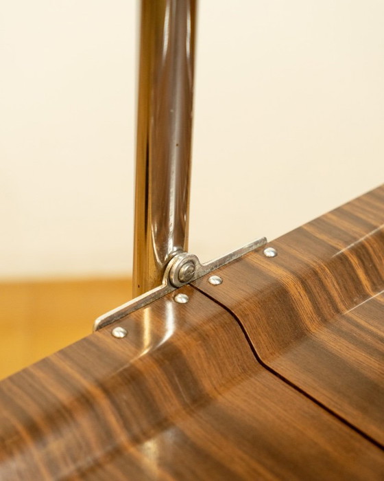 Image 1 of Chariot de service pliant vintage Raquer – Bois foncé, années 1960