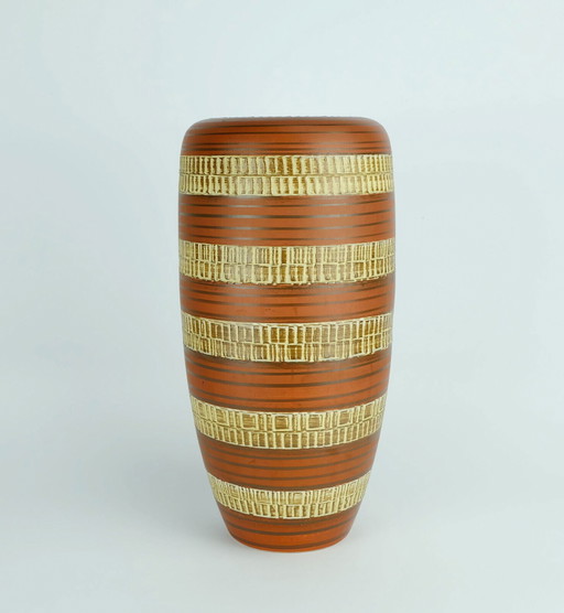 Westdeutsche Vase aus der mid century von Duemler & Breiden, Modell 166 30, Reliefdekor aus den 1950er Jahren 