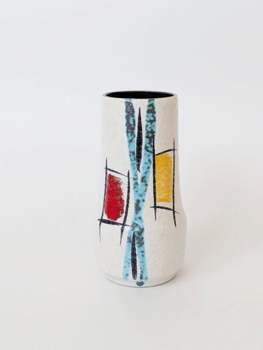 Sculptural Midcentury West German Pottery Vase by Scheurich, Geometric Design, Model 529/18, 1960s