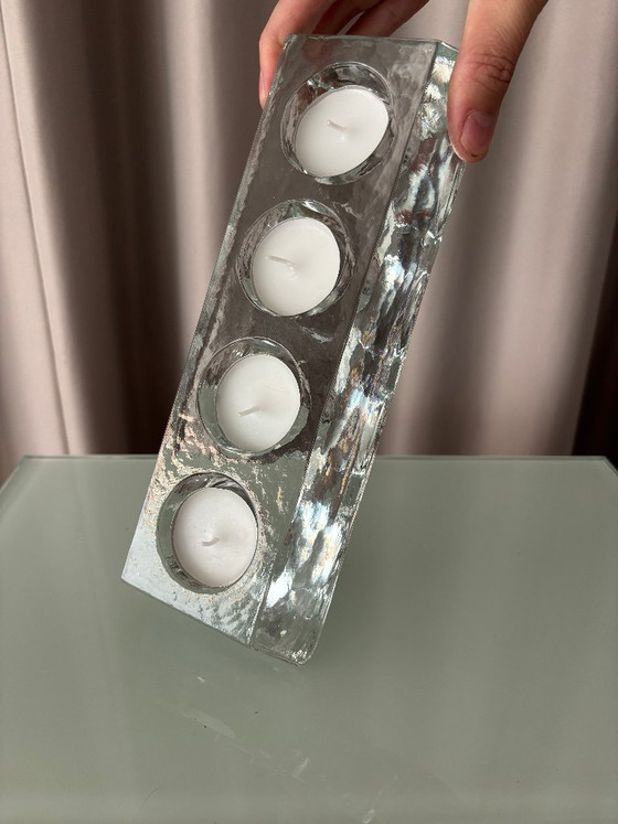 Portavelas de cristal para cuatro velas de té, transparente, Vidrio, Modern (foto 7 de 8)