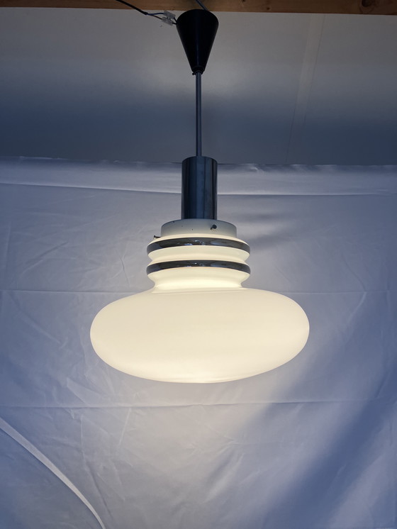 Image 1 of Vintage Leclair & Schäfer hanglamp wit opaline