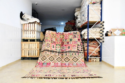 Vintage Zemmour Marokkanischer Teppich - 315 x 207 cm | Rosa & Beige