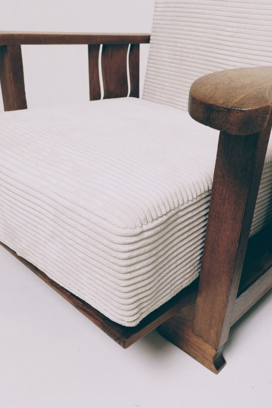 Image 1 of Vintage armchair brutalism style off white corduroy 1960