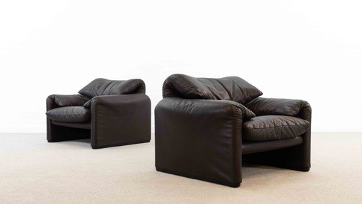Maralunga Set of 2 Easy Chairs by Vico Magistretti for Cassina