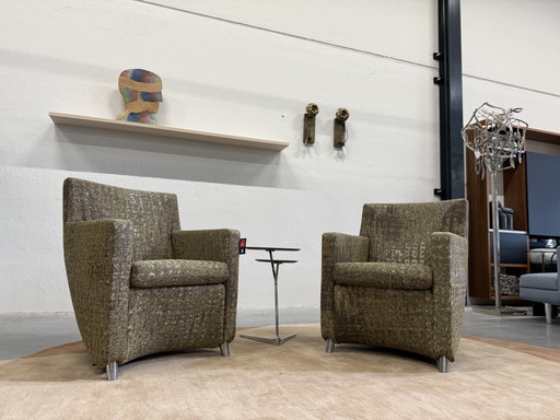 2 Leolux Dolcinea Fauteuils Stof Groen