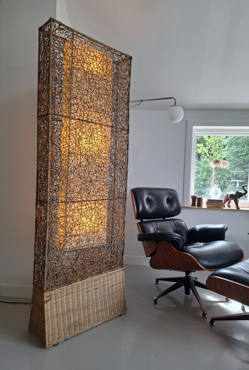 Lampadaire italien en bambou et rotin, design vintage Mid Century