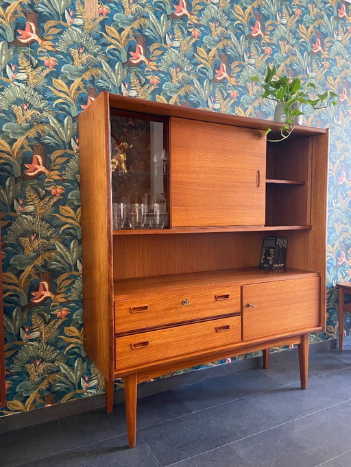 Vintage Wall cabinet/highboard with display case
