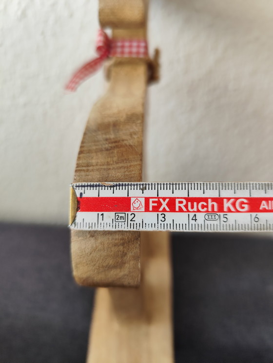 Image 1 of 🌲 Cute wooden moose figurine – 40 cm – natural – with bow & star 🌟