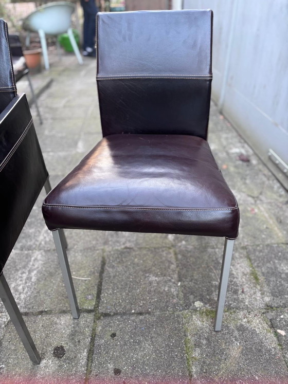 Image 1 of Set of 4 Beautiful KFF Texas Design Chairs in Brown Leather.