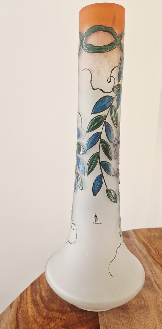 Image 1 of Art Deco Vase signiert Glashütte LEUNE- Auguste HEILIGENSTEIN- 1920