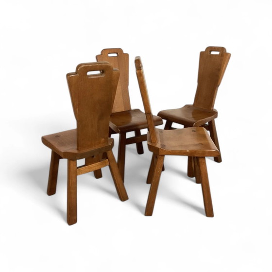 4 x Mid-Century Brutalist Dining Chairs, Belgium / 1970s – Mid Century Modern (photo 7 of 8)
