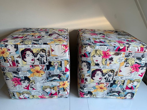 Set di 2 stripfigur poefjes di design 40 x40 x 40 cm