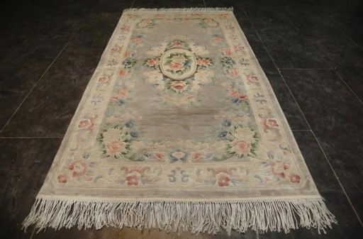 Eleganter, authentischer chinesischer Teppich im klassischen französischen Aubusson-Stil 154x93
